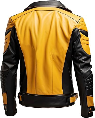 Image of Men's Biker Multi Color Leather Jacket, Leather Biker Jacket for Men, Faux Leather Biker Bomber Jacket