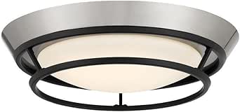 George Kovacs P5372-691-L Beam Me Up LED Flush Mount, Coal With Brushed Nickel