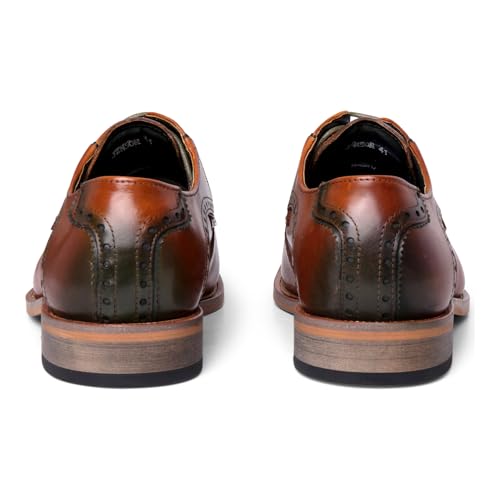 Men's Brown Leather Lace Up Oxford Shoes - Jenson4