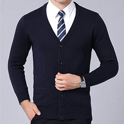 Flygo Mens Casual Slim Fit Lightweight Long Sleeve V-Neck Cardigan Sweater3