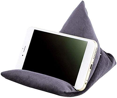 Mobile Phone Pillow Stand, Fabric Phone Stands Soft Cushion Holder Phone Sofa Pillow Cushion (Grey)