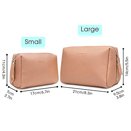 Large Vegan Leather Makeup Bag Zipper Pouch Travel Cosmetic Organizer for Women and Girls (Large, Orange) - Image 3