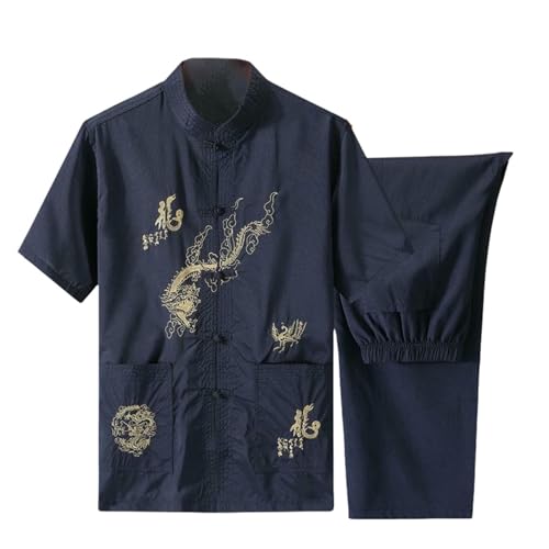 Ensemble en chanvre col montant homme élégant bleu marine L