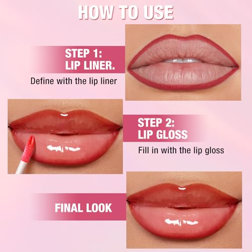 Jolilab Lip Liner & Dripglass Lip Oil Makeup Set,12Pcs Nude Lip Gloss Kit — view 4