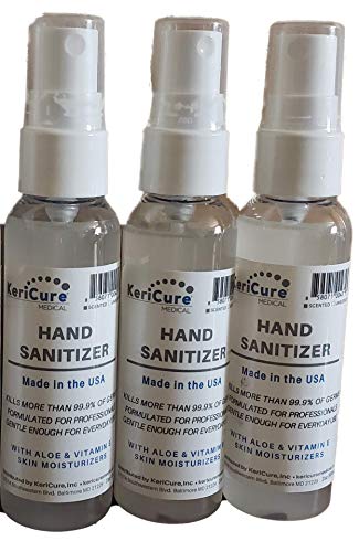KeriCure's Super Moisturizing Peppermint Hand Sanitizer Sprays, 3 PACK, Moisturizes Hands with Invigorating Peppermint Essential Oils, Made in the USA, Woman Owned Small Biz