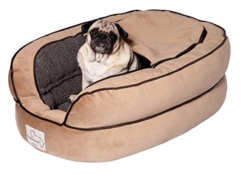 Floppy Ears Design Microfiber And Fleece Hide Out Bed, Large, Tan, 43” L X 31” W X 13” H, Large For Dogs Up To 50 Lbs. #TOP8