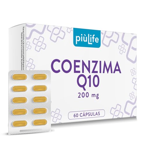 Coenzima Q10 200mg 60 Cápsulas PiùLife, Q10 Coenzima De Ubiquinona, 100% Pura Fermentada Naturalmente, Coq10 Piel, Sistema Inmunitario, Energía Contra Radicales Libres, Antioxidante