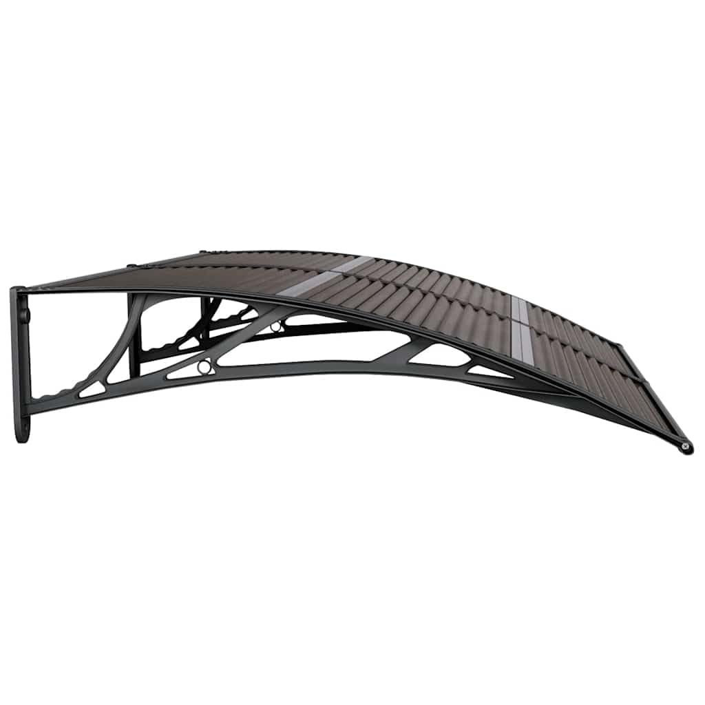 Tettoia nera 150 x 100 cm PC policarbonato, resistente alle intemperie, robusta struttura in alluminio, facile da montare, design moderno per casa, balcone e terrazza