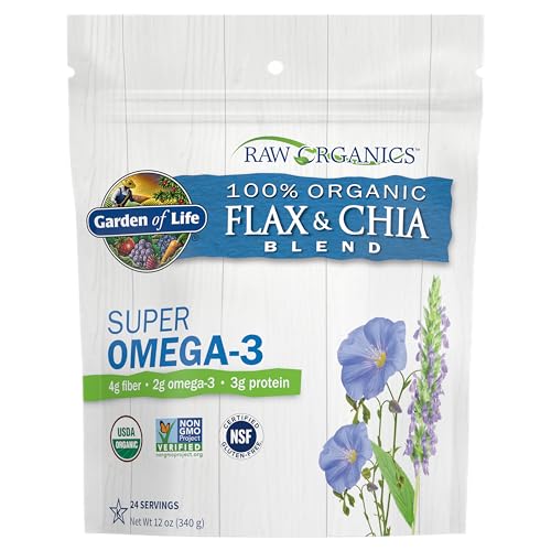 Garden of Life Raw Organics 100% Organic Ground Flax Seed & Chia Blend, Gluten Free Golden Flaxseed Meal plus Premium Black Chia Seeds, 24 Servings