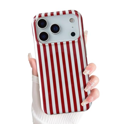Coque iPhone 17 Pro Max MagSafe rayé bordeaux housse protection TPU mince rigide chic