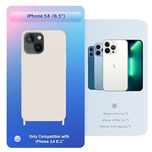 Image of Compatible with iPhone 14 Case with Lanyard Crossbody iPhone Case with Strap Adjustable Shockproof Drop Protection Silicone Phone Cover for iPhone 14 6.1'' Stone