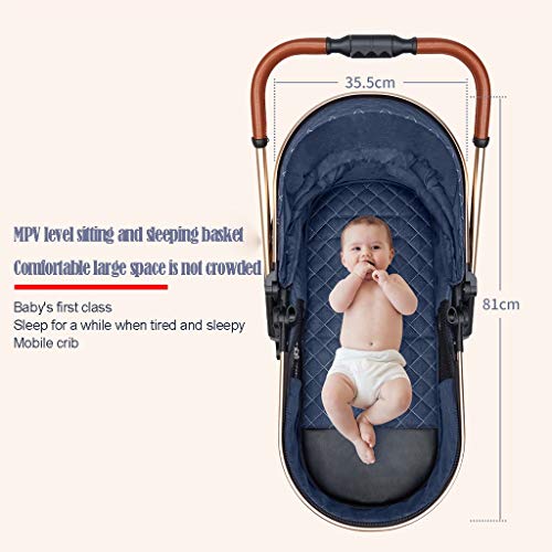 3 In 1 Kinderwagen Wandelwagen, Hoge Weergave Kinderwagen, Opvouwbare Luxe Kinderwagen Anti-shock Kinderwagen… - Afbeelding 6