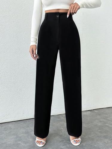 Image of Toochki Trousers for Woman Pants Women's Formal Office Korean | Black Track Pant | Straight | Cotton Spandex Stretchable Trouser | High-Waisted Bottom Wear