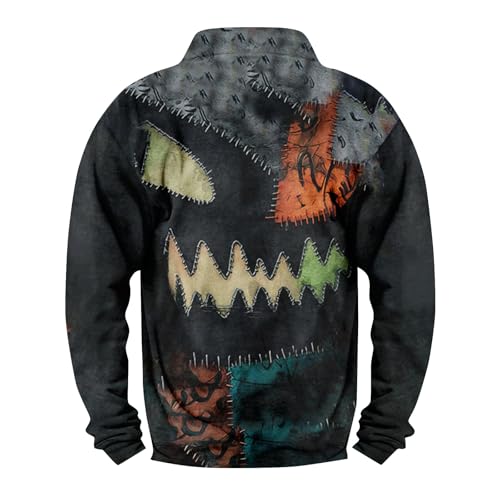 Mens Western Halloween Hoodie Button Up Henley Shirt Cowboys Sweatshirt Men Graphic Long Sleeve Pullover Tops2