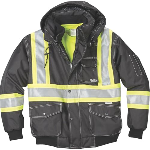 Men's Class 1 High Visibility 3-in-1 Bomber Jacket with Reflective Material - Lime, 2XL