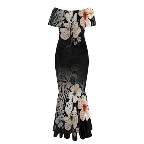 Image of Polynesian Dresses for Women Off Shoulder Maxi Dress Puletasi Samoan Dresses S-7XL