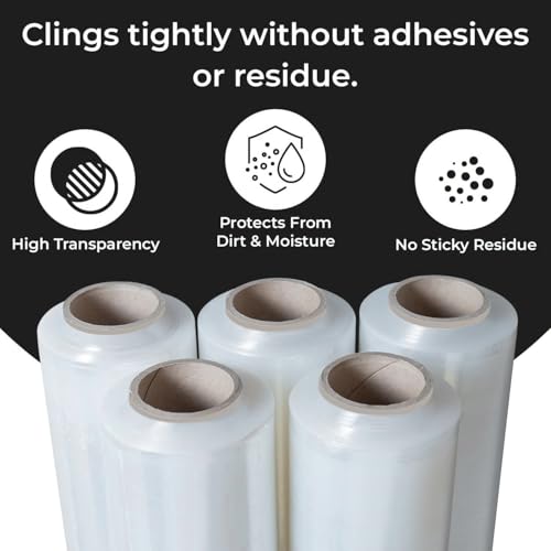 7-Layer Heavy Duty Stretch Wrap Film (1500FT x 18" x 80 Gauge) Extra Strong Pallet Wrap for Moving, Shipping & Packing – Superior Cling, Tear-Resistant 1 Roll, Clear