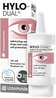 HYLO Dual - Preservative Free Eyedrops - Contains 0.05% Sodium Hyaluronate and 2% Ectoin - Moisturises Dry Eyes and Reduces Allergic Symptoms 10ml