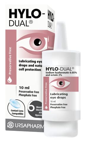 HYLO Dual - Preservative Free Eyedrops - Contains 0.05% Sodium Hyaluronate and 2% Ectoin - Moisturises Dry Eyes and Reduces Allergic Symptoms - 10ml