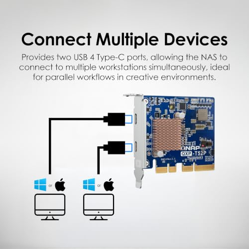 Image of QNAP QXP-40G2UC Dual-Port USB 4 Type-C Expansion Card, 40Gbps, PCIe Gen4 x4, Thunderbolt 4 Compatible