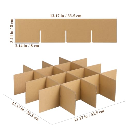 UKCOCO Umzugskarton Trennwände Set, Gläserkarton Umzugskisten, Karton für Gläser Transport, 33.5 x 8 x 0.3 cm, Khaki, 12 Stück