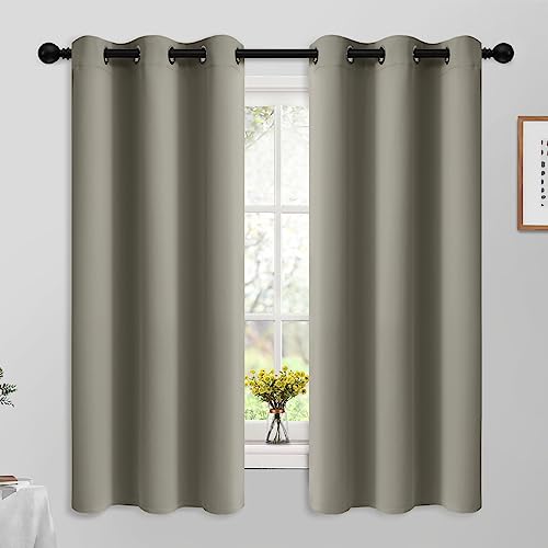 Yakamok Premium Room Darkening Thermal Insulated Curtains for Bedroom/Living Room - Classic Grommet Top (2 Panels, Taupe, 42 Inch by 63 Inch)