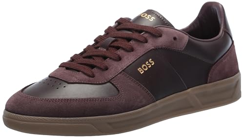 Image of BOSS Men's Soft Leather Block Logo Low Top Sneaker | Casual Shoes
