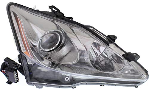 Evan-Fischer Headlight Lens and Housing Compatible with 2006-2008 Lexus IS250 IS350 HID with Auto Leveling Lights Passenger Side