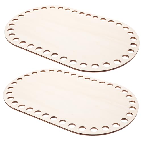 SEWOART 2Pcs Wooden Crochet Basket Bottoms Natural Wooden for DIY Weaving Pre Drilled for Easy Crafting for Beginners and Professionals Present for Friends