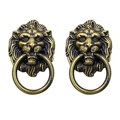 BfyBest 2Pack Cabinet Knobs Pulls Lion Head Ring Pulls Handle