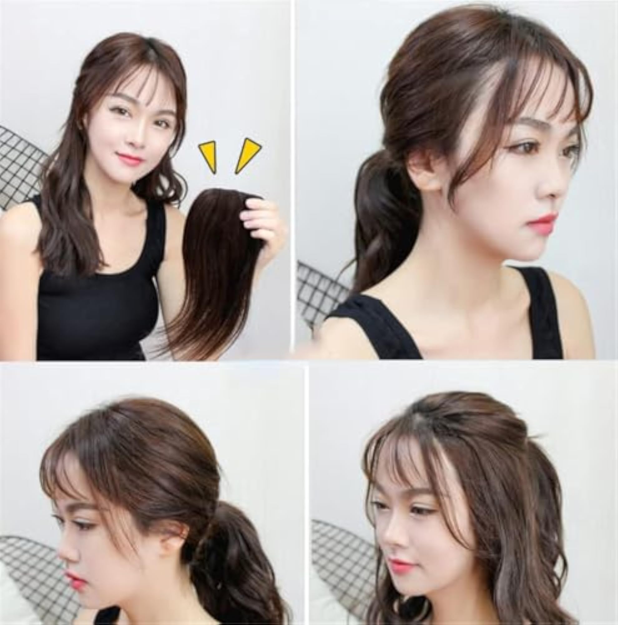 Natural-Looking Dark Brown Hair Topper Wig, 18 Inch