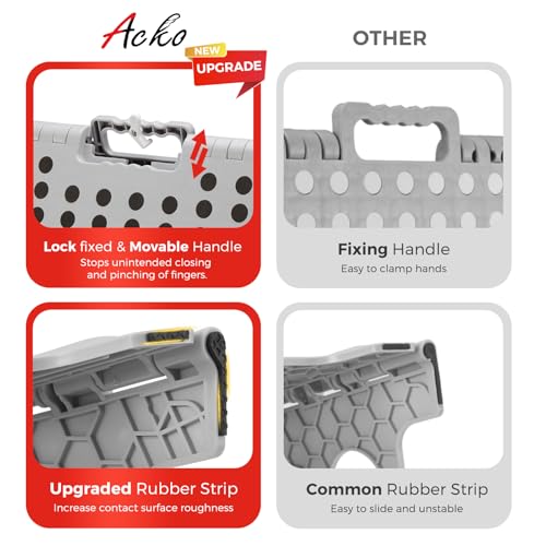Image of ACKO Folding Step Stool Foldable 16 Inch 400 lbs Capacity, Plastic Stools for Adults and Kids, Collapsible Stools for Kitchen, Stepping Stool with Handle(Grey)