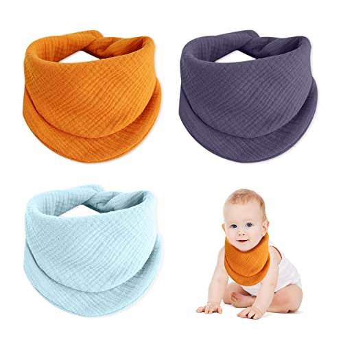 【Accessori multiuso per bambini】 Questo morbido bavaglino per bambini con fascia per la testa in mussola può essere utilizzato come bavaglino per il vomito, bavaglino per pappe, asciugamano e sciarpa per bambini.