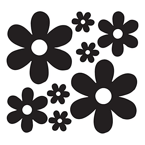 Image of Groovy Daisy Flower (Black) (Set of 2) Premium Waterproof Vinyl Decal Stickers Laptop Phone Accessory Helmet Car Window Bumper Mug Tuber Cup Door Wall Decoration