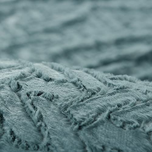 Chanasya Soft Cloud Faux Fur Duvet Comforter Cover Bedding Set Queen Size - 3 Piece Combo Set - Textured Embossed Fuzzy Soft Velvet Mink Bedcover - Zipper Closure Machine Washable - Tan Turquoise #TOP6