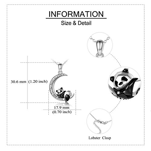 Panda Necklace Sterling Silver Cute Origami Panda I Love You to The Moon and Back Pendant Necklace for Women Wife Mom4