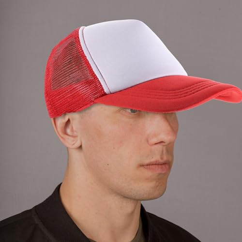 Gorras para sublimación DIY NULYLU transpirables con malla roja reutilizables 7