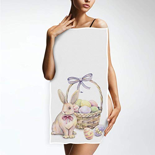 Wamika Cute Easter Bunny Hand Towels Colorful Eggs Hunt Face Towel Spring Rabbit Soft Thin Guest Towel Portable Kitchen Tea Towels Dish Washcloths Bath Decorations Housewarming Gifts 16 X 30 In #TOP3