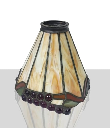 Premium Tiffany Lamp Shade Stained Glass Grapes Design Lamp Shades 7-Inches Dia Dual use Excluded Fittings by NoBeiYi