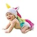 M&G House Newborn Photography Props Crochet Knitted Unicorn Baby Photo Costume Unisex Baby Cap Outfit Pink