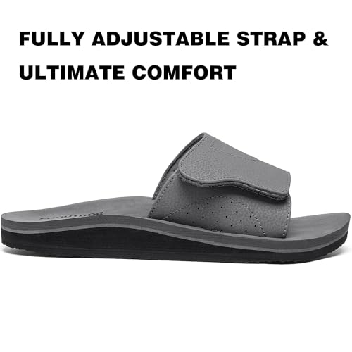 Men's Wide Slide Ergonomic Sandals Fully Adjustable Strap & Comfort Fit Orthotic Arch Support Athletic Sandals with Soft Cushion Footbed3