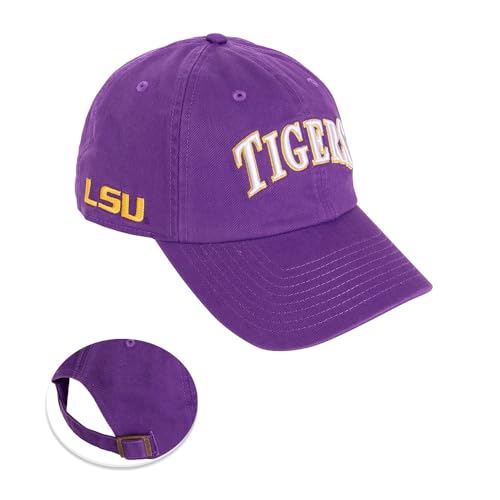 Desert Cactus LSU Louisiana State University Baseball Hat Tigers Geaux Brimmed Embroidered Hats Cap Adjustable Cloth Strap Adult (Style B1) Purple