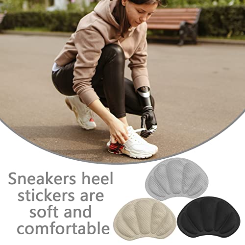 6 Paar Fersenpolster, Fersenschutz Fersenkissen Selbstklebend Fersenschutzpolster gegen Reibung Fersenpads Antirutsch Einlagen für Männer Frauen(Grau&Schwarz&Hautfarben)