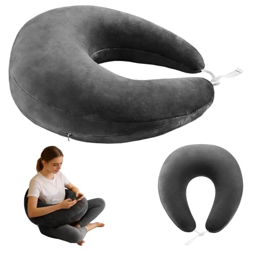 WDKXCN Strickkissen Zur Unterstützung Häkelkissen Ergonomisch Kissen Ergonomisch mit verstellbarem Verschluss Tragbares Gaming Kissen für Lesen Arbeiten Spielen auf Sofa und Bett Grau