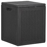 Festnight Baúl de Almacenamiento Arcón para Cojines Negra 42,5 x 44 x 50 cm 90 L Arcón Caja Exterior de PP para balcón jardín