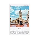 Oviedo - Póster fotográfico real de Oviedo, póster de viaje, regalo de Asturias, España, ciudad, arte de pared, lienzo decorativo sin marco, 61 x 91 cm