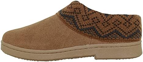 Clarks Womens Slipper Suede Leather Knitted Collar Clog Slippers - Plush Faux Fur Lining (Cognac Premium Suede Print, 10) | Image 1