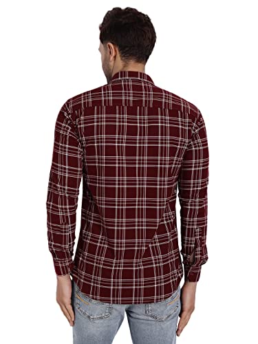 Image of Majestic Man Slim Fit Cotton Casual Check Shirt for Men