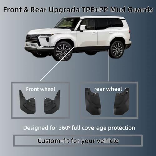 Image of No Drill Mud Flaps Splash Guards Compatible with Lexus GX550 2024-2026(Not Fit Overtrail Overtrailplus),OEM Style Textured Black Custom Fit All Weather Exterior Accessories(4PCS)