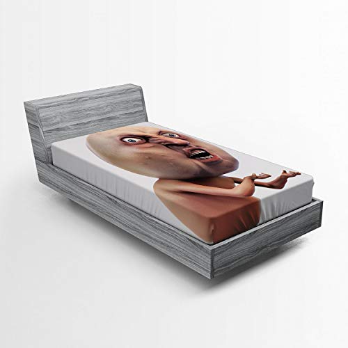 ABAKUHAUS Humour Drap-Housse, Pourquoi Vous Aucun Troll Mémé, Pochette Élastique Tout Confort pour Literie en Tissu Décoratif, 90 x 190 cm, Pêche